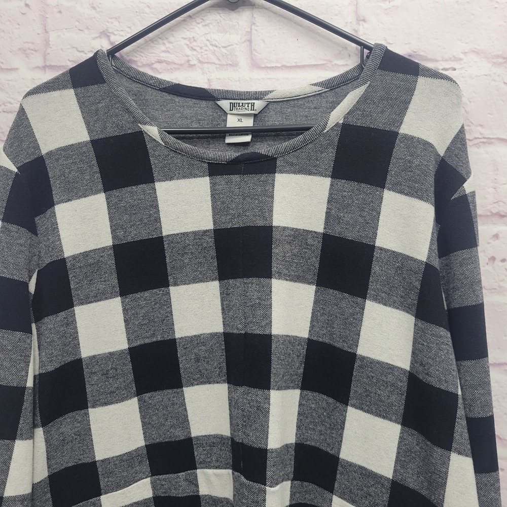 Duluth Trading Co Buffalo Plaid Tunic Dress XL Flannel Pockets Cozy Cabin Warm - Picture 9 of 10